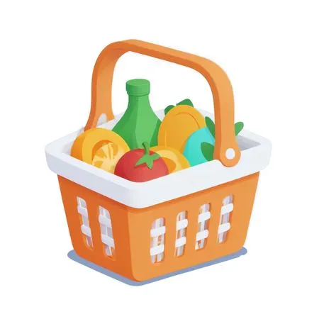 Grocery Basket With Produce  AI Image