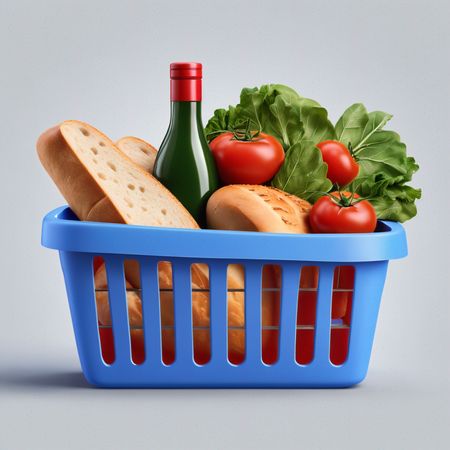 Grocery Basket With Wine  AI Image