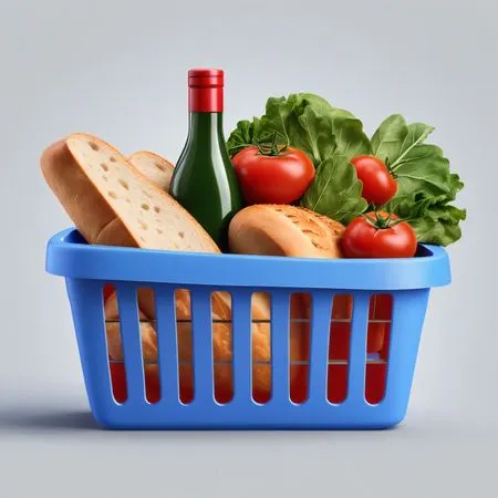 Grocery Basket With Wine  AI Image