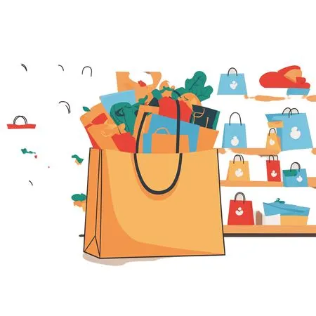 Grocery Shopping With Bags  AI Image