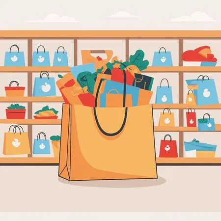 Grocery Shopping With Bags  AI Image