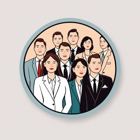 Groupe de professionnels habillés en tenue de travail  AI Image