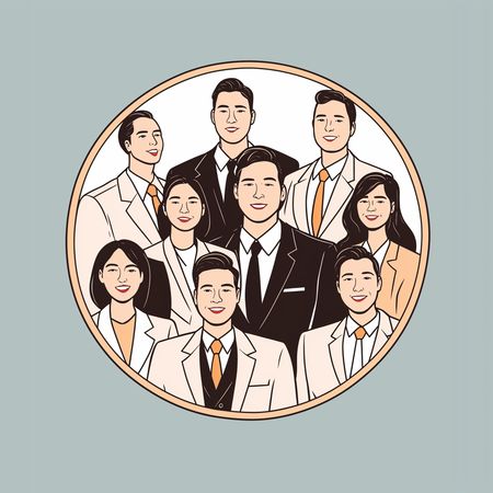 Grupo diversificado de profissionais dispostos em um retrato de equipe  Imagem de IA