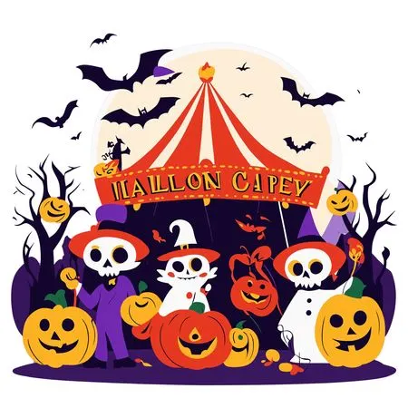 Halloween With Skeletons And Pumpkins  AI Image