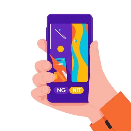Hand Holding A Colorful Smartphone  AI Image