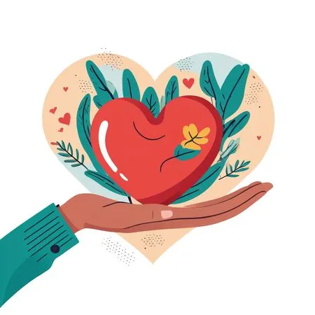 Hand Holding A Heart With Nature Elements  AI Image