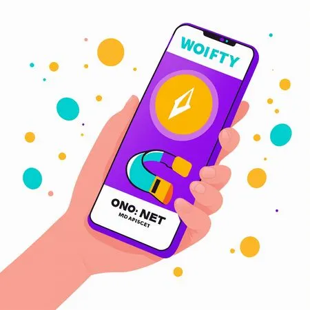 アプリを表示したスマートフォンを持つ手  AI画像