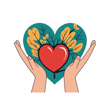 Hands Holding A Heart With Leaves Symbolizing Love for Nature  AI Image