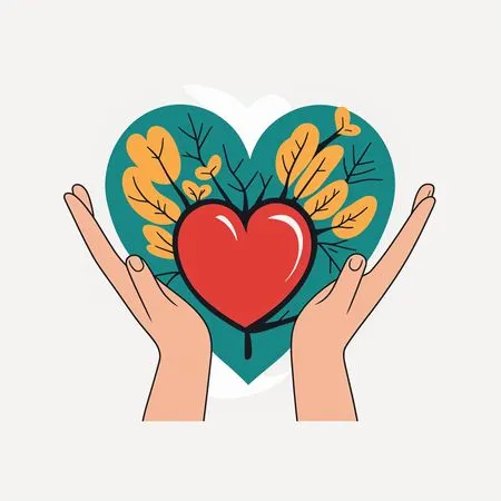 Hands Holding A Heart With Leaves Symbolizing Love for Nature  AI Image