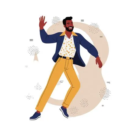 Happy Dancing Man In Casual Attire  AI Image