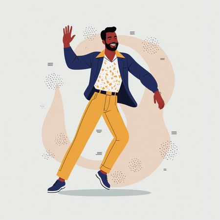 Happy Dancing Man In Casual Attire  AI Image