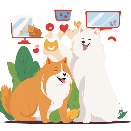 Happy Dogs Enjoying Nature  AI Image