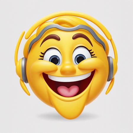 Happy Emoji Wearing Headphones  AI Image