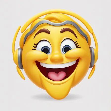 Happy Emoji Wearing Headphones  AI Image