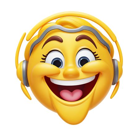 Happy Emoji Wearing Headphones  AI Image