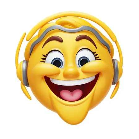 Happy Emoji Wearing Headphones  AI Image