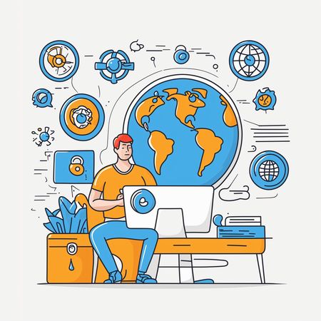 Hombre trabajando en línea  AI Image