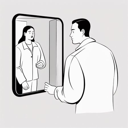 Un hombre ve un género diferente en el espejo  Imagen AI