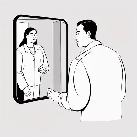 Un hombre ve un género diferente en el espejo  Imagen AI
