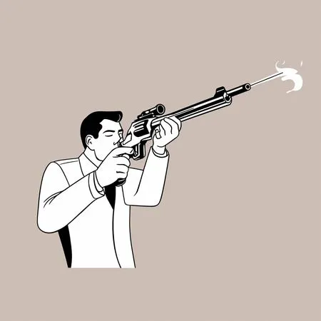 Homem atirando com rifle  Imagem de IA