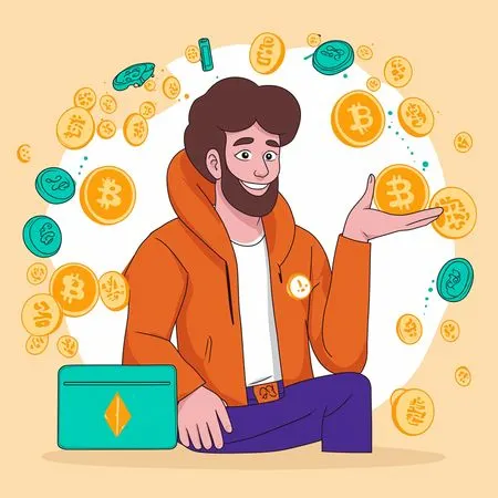 Homem investindo em criptomoedas alternativas  Imagem de IA