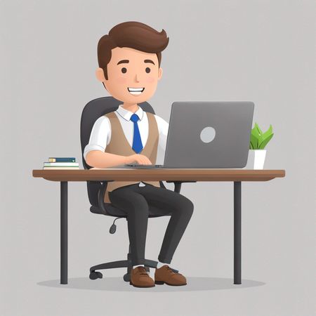 Homem trabalhando na mesa de escritório  Imagem de IA
