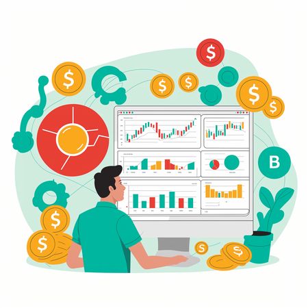 Homme analysant des données financières  Image IA