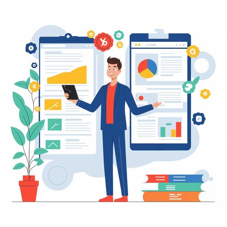 Homme d'affaires analysant des données sur des tablettes  AI Image