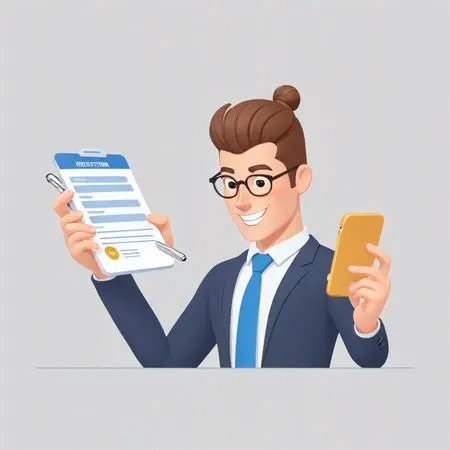 Homme d'affaires avec presse-papiers et smartphone  Image IA