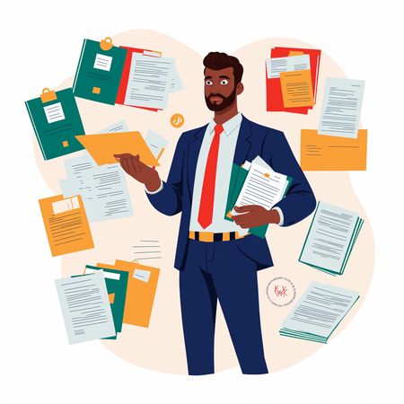 Homme d'affaires gérant la paperasse  Image IA