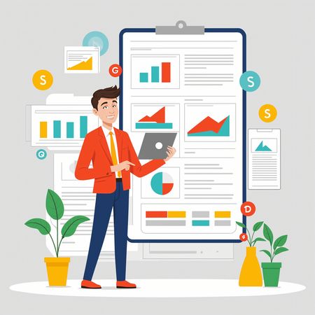 Homme d'affaires présentant l'analyse de données  Image IA