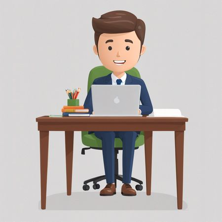 Homme d'affaires travaillant à son bureau avec un ordinateur portable  Image IA
