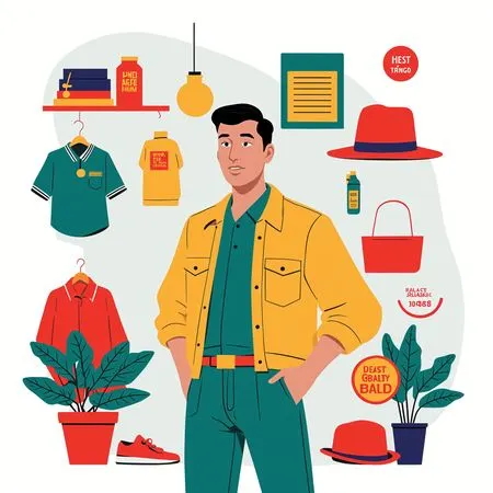 Homme élégant entouré d'articles de mode  AI Image
