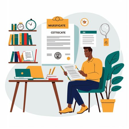 Homme étudiant dans un bureau à domicile  AI Image