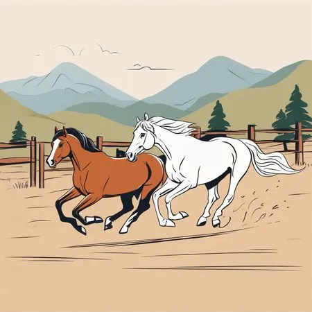 Horses Galloping In Mountain Landscape  AI Image