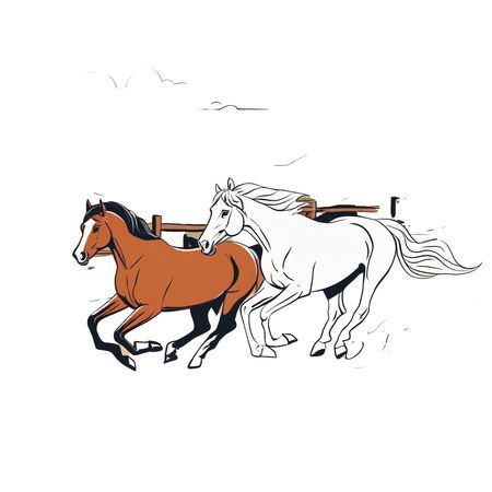 Horses Galloping In Mountain Landscape  AI Image