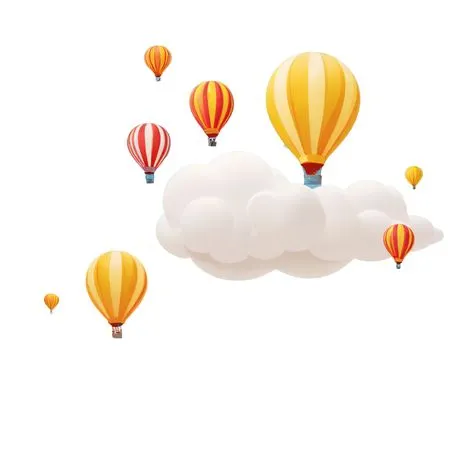 Hot Air Balloons Float Among Clouds In The Sky  AI Image