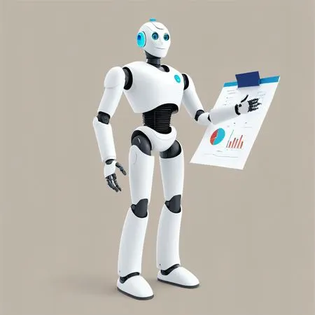Humanoid Robot Analyzing Data Statistics  AI Image