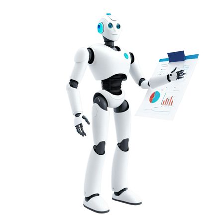Humanoid Robot Analyzing Data Statistics  AI Image