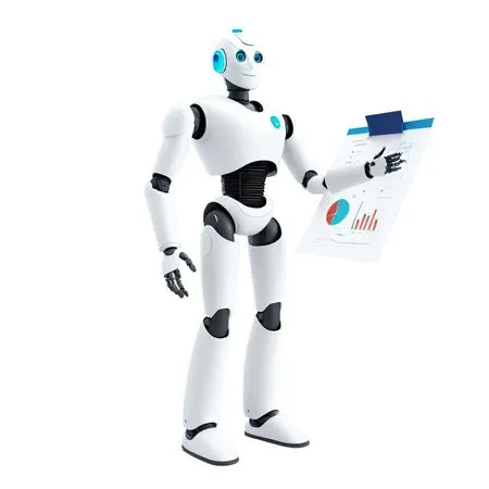 Humanoid Robot Analyzing Data Statistics  AI Image