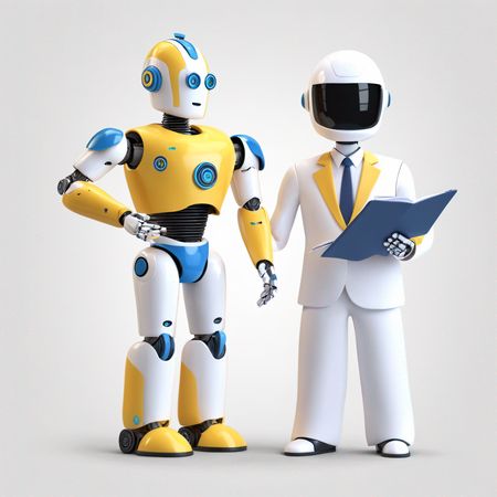 Humanoid Robot And AI Assistant In Business Setting  AI Image