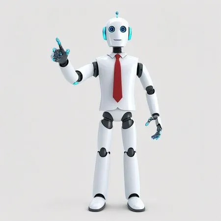 Humanoid Robot Gesturing With One Finger Raised  AI Image
