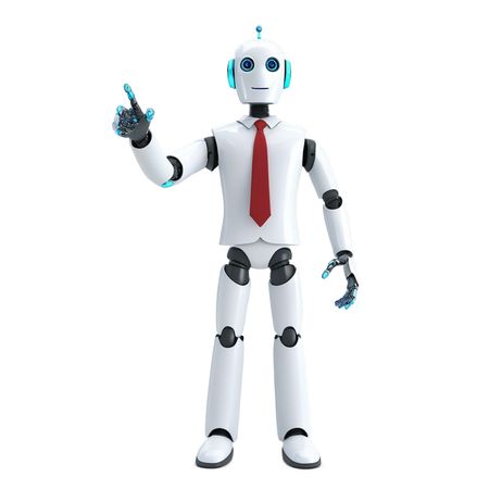 Humanoid Robot Gesturing With One Finger Raised  AI Image