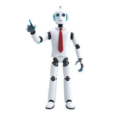 Humanoid Robot Gesturing With One Finger Raised  AI Image