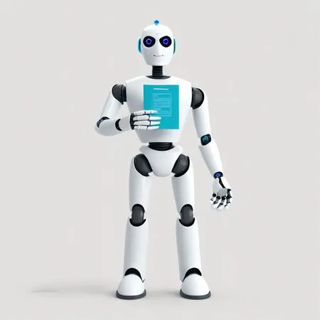 Humanoid Robot Holding A Digital Document  AI Image