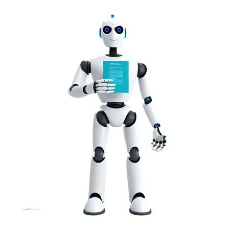Humanoid Robot Holding A Digital Document  AI Image