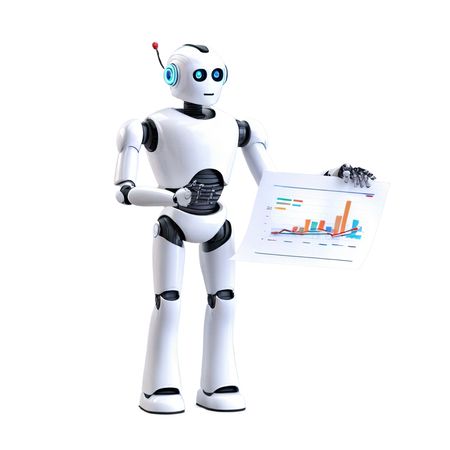 Humanoid Robot Presenting Analytics Data  AI Image