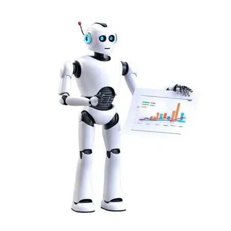 Humanoid Robot Presenting Analytics Data  AI Image