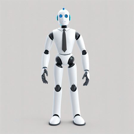Humanoid Robot With Tie, Showcasing Futuristic Design  AI Image