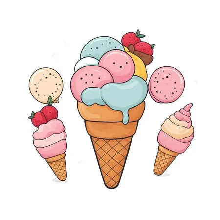 Ice Cream Cones And Macarons  AI Image